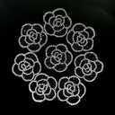 Lot of 8 Bling Rhinestones Camellia Flower Iron on Patches, Heat Transfer Bedazzled Appliques Craft DIY Garment Decoration Accessories