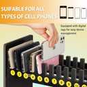 Cell Phone Holder Classroom Cell Phone Storage 2-Tier Multiple Cell Phone Stand Rack with 1-30 Number Stickers PVC Board Mobile Phone Holder Desktop Organizer for Classroom (Black, 30 Slots)