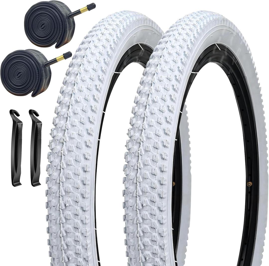 SIMEIQI 2 Pack 12"x2.125 White Bike Tires and Tubes for Kid's Tires Bicycle Replacement Tyres Compatible with 12/14/16/18/20x1.75/1.95/2.0/2.125 Tire Wheel
