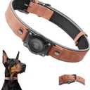 Leather AirTag Dog Collar - IPX8 Waterproof Dog Collar with AirTag Holder|Reflective, High - End, Adjustable Soft Padded |Dog GPS Collar Tracker Fit for  Dogs (MAHOGANY BROWN,M (M (12.5"-17.3"))