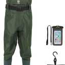 TIDEWE Bootfoot Chest Wader, 2-Ply Nylon/PVC Waterproof Fishing Hunting Waders with Boot Hanger for Men Women Green Brown (M9/W11)
