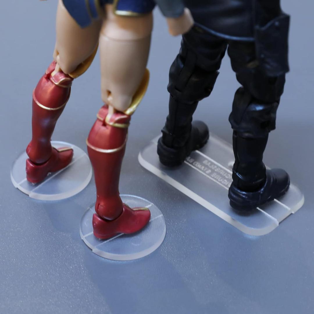 100PCS Action Figure Stand, 6inch Figures Toy Support Stands Display Bases Holder, Compatible with 1/12 Scale Mavel Legends Series/GiJeo Classified Series/D C/Mo tu, Mix Square & Round