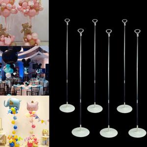 6 Set Balloon Column Kits, 43inch Tall Height Adjustable Clear Balloon Column Sticks Stands with Base for Table/Floor Centerpiece Holder for Baby Shower Graduation Party Decorations (Transparent White)