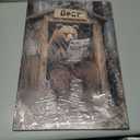 BJYCHG Bear Canvas Wall Art Rustic Bear in Outhouse Picture for Bathroom Animal on Toilet Prints Forest Wildlife Painting Farmhouse Cabin Bathroom Decor Framed (Brown, 24L x 16W)