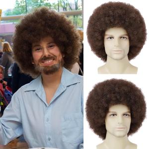 70S 80S Afro Wig for Painter Custume Dark Brown Ross Wig for Men Women Cosplay Halloween Party Use