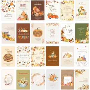 Nihuecne 24 Pack Religious Thanksgiving Cards with Self-adhesive Envelopes, 4"x6" Boxed Blessing Religious Note Cards with Sentiments Inside, 24 Designs, NO Repeat