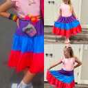 LQSZ Girls Summer Dresses with Ruffle Short Sleeve Midi Casual A-Line Twirly School Sundress Size 3-12 Years (6-7 Years)