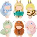 6 Set Animals Clothes Outfits for 17cm Doll Bee Shark Dinosaur Little Mantis Turtle Outfit Cute Doll Clothes Toys Dress Accessories for Collector Fans Display
