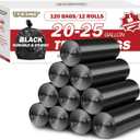 Black Trash Bags 20-25 Gallon 120 Count - 30" x 33" Large Kitchen Garbage Bags, 20+ Gallon Trash Can Liners Unscented, Multipurpose for Home, Office, Daily Household Use