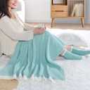 JOOJA Birthday Get Well Soon Cozy Gift Basket Care Package for Women with Blanket, Fuzzy Socks, Eye Mask, Headband Cozy Essentials - Green