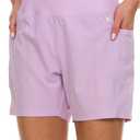 Hurley 5"/7" High Waisted Swim Shorts Women, Board Shorts with Pockets & Inner Liner, Quick Dry Swim Trunk, UPF 50+, 5" Inseam, Medium, Lilac