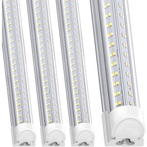 4FT LED Shop Lights, 4 Pack 50W 5800LM 6500K, Linkable V Shape Light Fixture, Super Bright for Workshop, Double Row Tube Lights