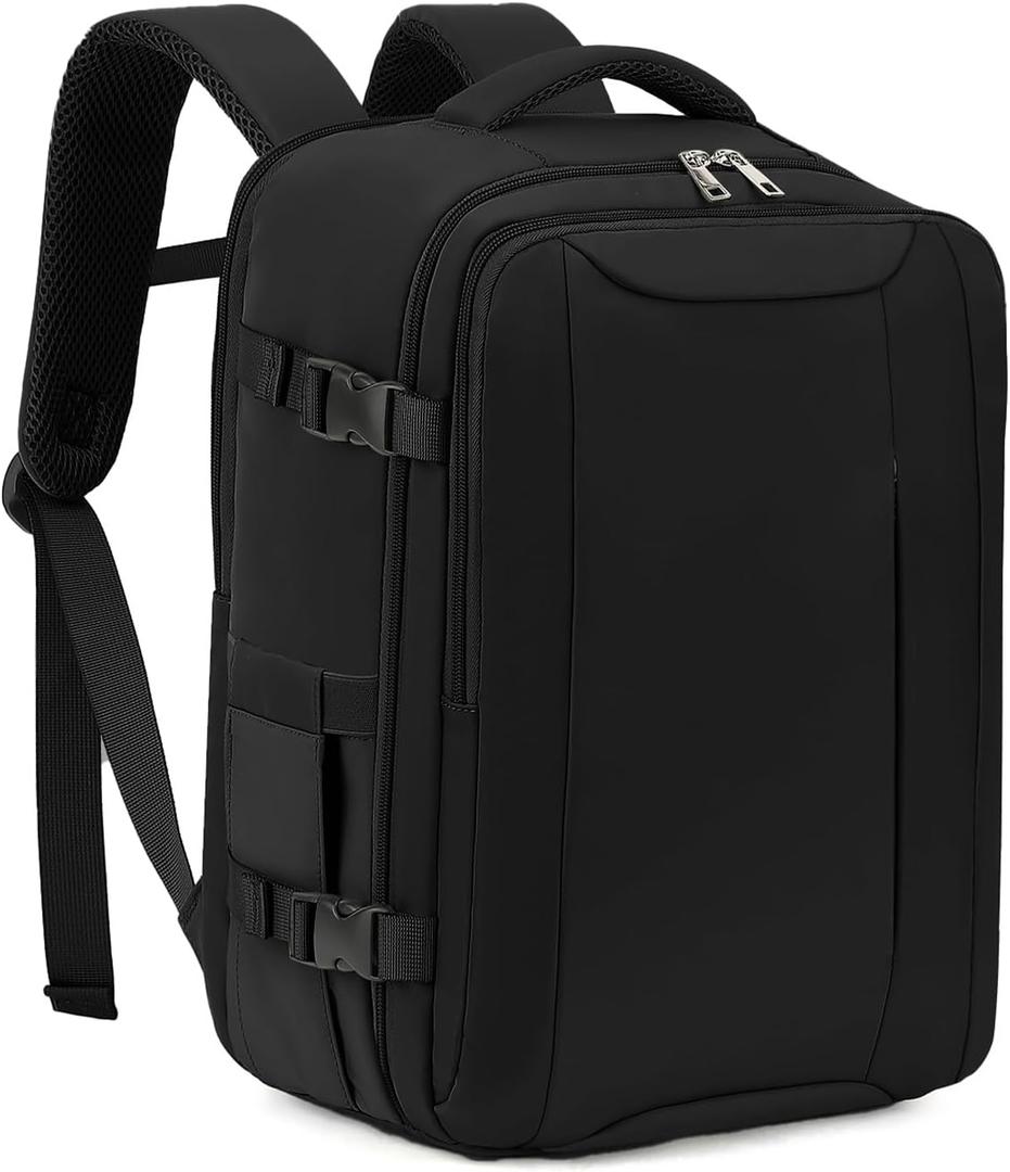 Travel Backpack for Women & Men, 18x14x8 Inches Travel Bag, Airline Approved Weekender Bags, Carry on Backpack, Water Resistant Personal Item Bag, Lightweight Overnight Bag for Business, Trip (30L, Black)