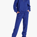 BTFBM Women 2 Piece Tracksuits Fall Winter 1/4 Zip Sweatshirt Jogger Pants Matching Lounge Sets Thick Sweatsuits Pockets, L