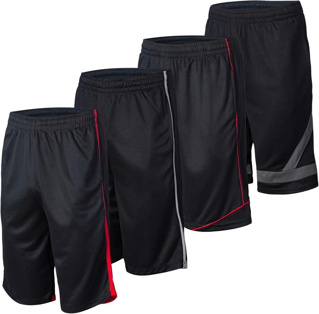 Essential Elements 4 Pack: Men's Dry-Fit Sweat Resistant Active Athletic Performance Shorts (3X-Large)