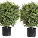 Artificial Topiary Ball Tree, 2 Pack Artificial Plants Outdoor, Ball Shaped Boxwood Topiary, Artificial Shrubs Potted for Indoor and Outdoor (22inch)