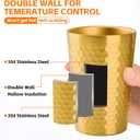 10 Pack 12 oz Stainless Steel Insulated Cup, Honeycomb Double Wall Vacuum Small Metal Cup, Reusable Camping Cups Unbreakable Indoor Outdoor for Party, Home, Office, BBQ, Gold