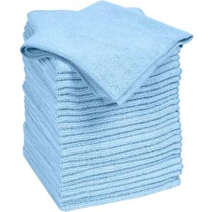 Quickie Microfiber Cleaning Cloth 14 x 14 Inches Blue Pack of 24 Washable and Reusable Ideal for Multi-Surface Indoor/Outdoor Dusting and Polishing