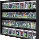 Graded Sports Card Display Case Lockable,Trading Card Collector Wall Display Holder for Baseball Basketball Football Hockey Cards, 98% UV Protection Acrylic(Black) (36 - Black- Horizontal)