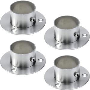 Antrader 4-Pack Stainless Steel Closet Rod Flange 1.5 Inch Dia. Adjustable Socket Bracket Support Holder for PipeSilver