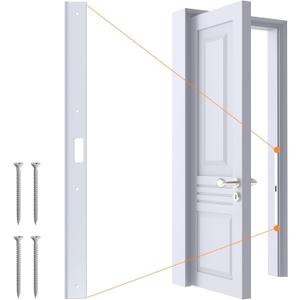 24" Interior Door Jamb Repair Kit for Interior DoorsExtended Door Strike Plate Reinforcement Plate for Interior Door Deadbolt, Fit Any Interior Door Jamb Door Frame (White)