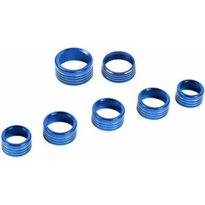 JWWY Radio AC Knobs Air Conditioner Switch Button Center Console Headlight Gear Shift Switch Knob Cover Trim Fit for 2018-2025 Dodge RAM Interior Accessories 7PCS Blue