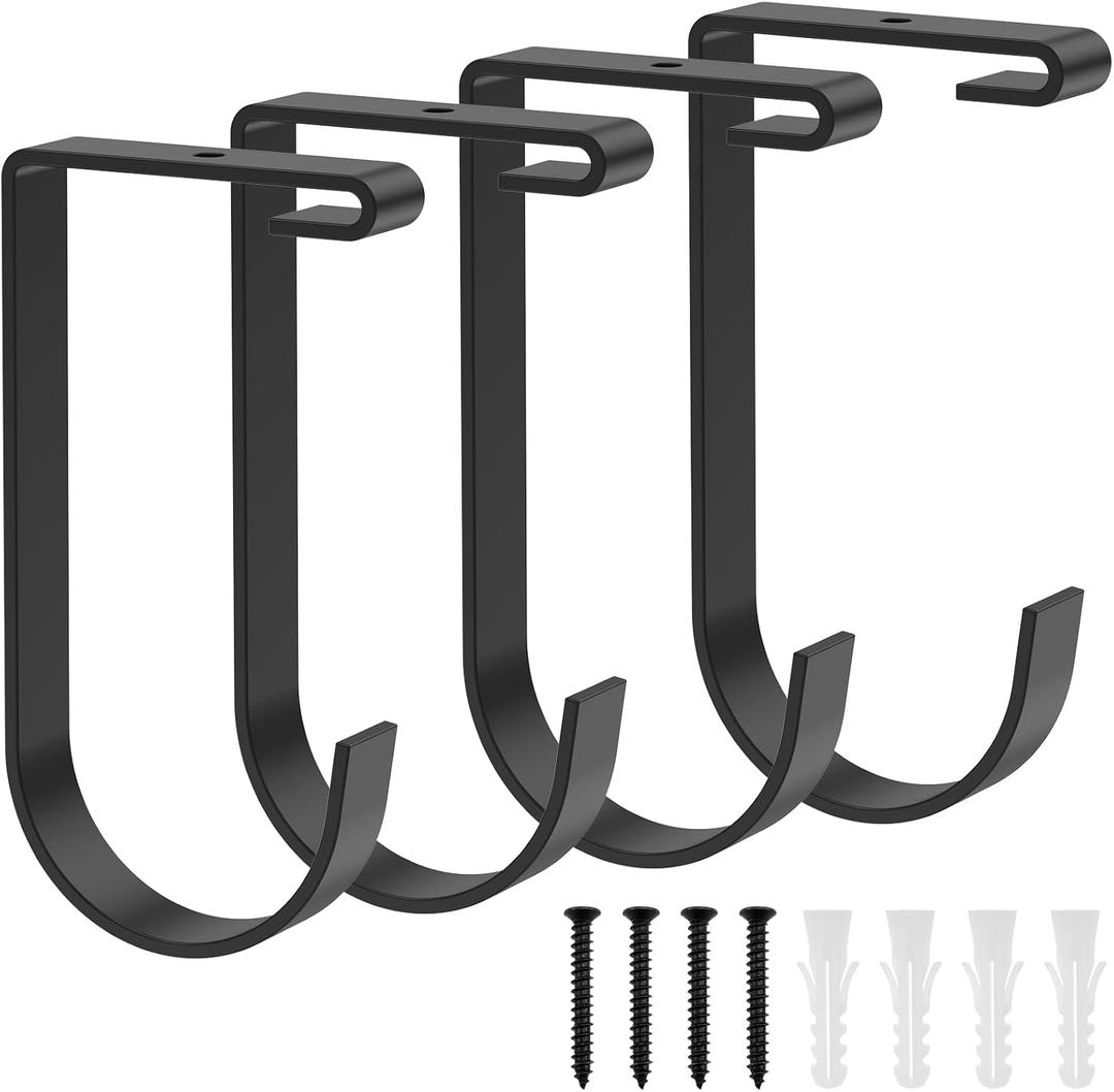 Heavy Duty Garage Storage Hooks, 4 Pack Bike Hooks for Garage Wall, Utility Garage Hook for Ceiling Rack and Wall Shelving, Bike Hanging Flat Hooks for Hanging Ladders Garden Tools Sports Equipment