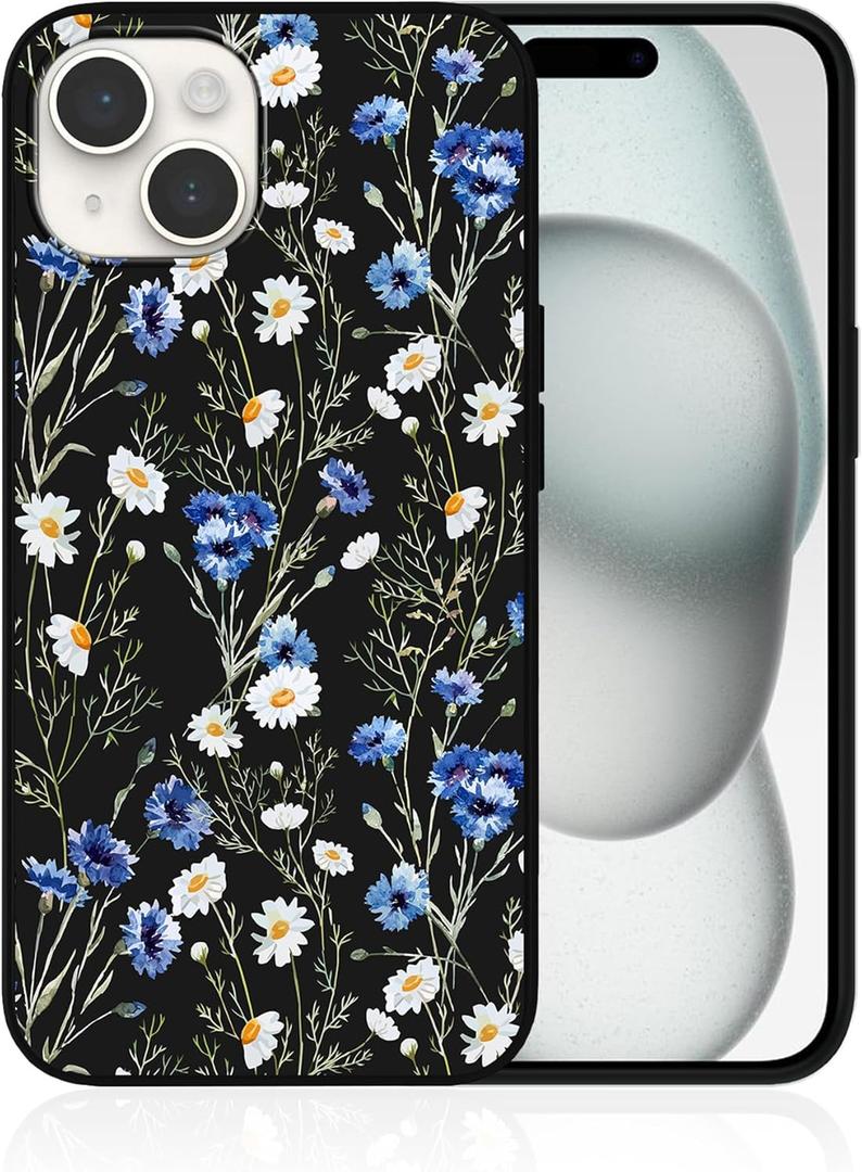 for iPhone 15 Watercolor Daisy Phone Case for Men Women Soft TPU Shockproof Anti-Scratch Protective Cover Design for iPhone 15 6.1"