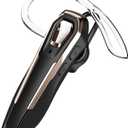 Single Ear Bluetooth Headset V5.4 Noise Canceling Microphone, Bluetooth Earpiece, 36Hrs Talk Time, Hands-Free Wireless Headset for Driving/Office/Business, Crystal Clear Calls, Lightweight (Gold)