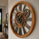HOIBAI Large Wall Clock 24 Inch Vintage Brown