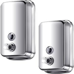 2pcs Commercial Soap Dispenser Wall Mount 304 Stainless Steel Wall Mount Liquid Soap Dispenser for Bathroom Kitchen 17oz (500ml) and 35.2oz (1000ml)