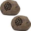Alpine Corporation 9" Tall Solar Bluetooth Rock Speaker, Weather-Resistant High Fidelity Outdoor Audio System with 50 Foot Range, Brown - Set of 2