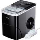 Silonn Ice Maker Countertop, 9 Cubes Ready in 6 Mins, 26lbs in 24Hrs, Self-Cleaning Ice Machine with Ice Scoop and Basket, 2 Sizes of Bullet Ice for Home Kitchen Office Bar Party (Black)