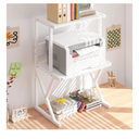 aboxoo Desktop Printer Stand with 3 Tier Wood Storage Shelves,Under Desk Printer Table,Multi-Purpose Home Office Desk Organizer for Fax Machine, Scanner (White)
