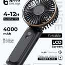 TUNISE Portable Handheld Fan, Portable Fan Rechargeable, 4000mAh, 180 Adjustable, 6 Speed Wind, Display Electricity in Real Time, USB Rechargeable Foldable F an, Quiet Personal Fan as Power Bank