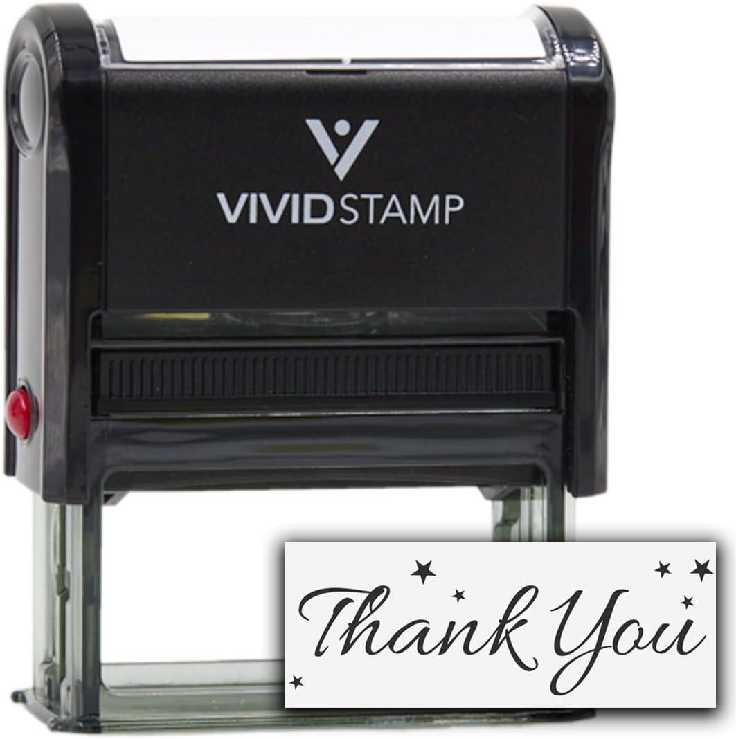 Thank You w/Stars Self Inking Rubber Stamp (Black Ink) - Large (Large (1 Pack))