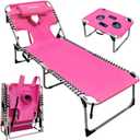 Backpack Sun Tanning Chair with Face Hole & Beach Table, 5-Position Adjustable Folding Lounge Chair Outdoor for Lawn Patio Garden