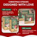3 x Christmas Paper Straws Green Red Striped7.75 inch, Biodegradable Disposable Holiday Drinking Straws, Party Decoration Straws - 100 Pack (Classic stripes-100)