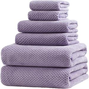 Extra Large Bath Towels Set for Bathroom 30x60 Inches Super Soft Light Weight Quick Dry Microfiber Shower Towels (Lavender,6 Piece)