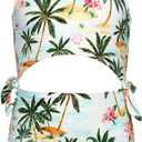 Hobie Girls Cutout One Piece Swimsuit (7, Multi//Destination Vacation)