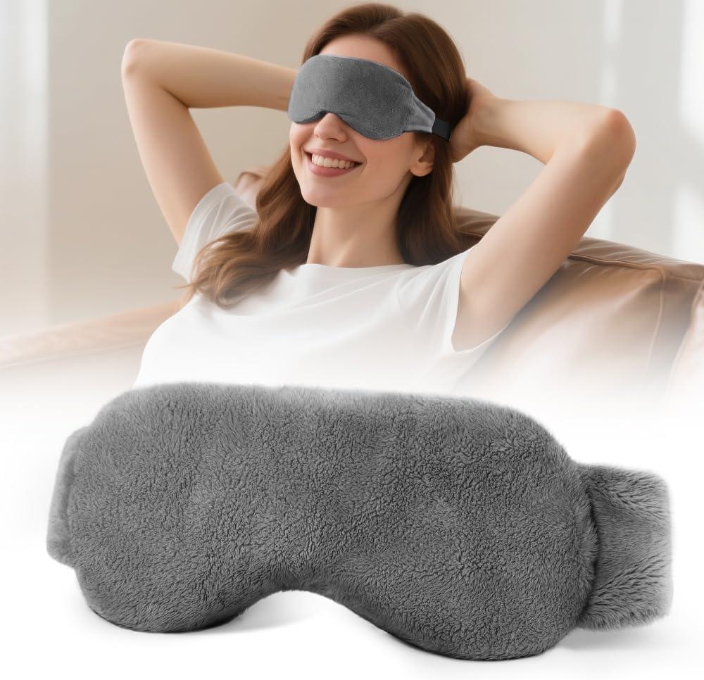 Heated Eye Mask for Dry Eyes, Steam Warm Compress for Stye Eye Treatment, Relieve, Hot Compress, Moist Heat Mask for Blepharitis (Steel Grey)
