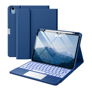 Harvopu Compatible with iPad Air 11 Inch & Air 5th/ Air 4th Generation Case with Keyboard  MultiTouch Trackpad, 7Color Backlit, Detachable Folio Cover for Air 11inch M3/M2 (2025/2024) (Navy Blue)