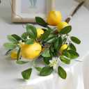 Laelfe Artificial Lemons Branches, 8 Head Faux Lemons with Stem Fake Lemon Themed for Kitchen Decoration Party Farmhouse Decor (Yellow)