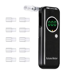 Professional Ketone Breath Analyzer Portable Digital Ketone Breath Meter Advanced Ketosis Breath Tester with 10 Mouthpieces for Monitors Your Acetone and Ketones in Breath (Black)