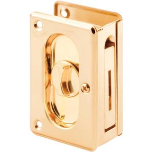Prime-Line N 7365 Pocket Door Privacy Lock with Pull - Replace Old or Damaged Pocket Door Locks Quickly and Easily  Polished Brass, 3-3/4 (Single Pack)