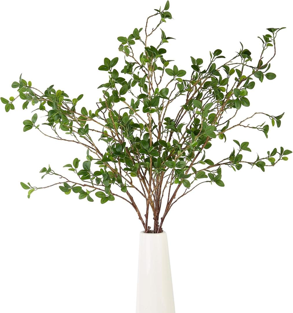 4 pcs 41.3inch Greenery Stems Artificial Branches for Vases Olive, Spring Green Long Stem Fake Plants Indoor Branches for Garden Office Home Desk Decoration