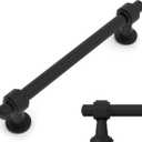 Amerdeco 10 Pack Matte Black Cabinet Pulls 5 Inch(128mm) Hole Center Drawer Pulls Cabinet Hardware Kitchen Cabinet Handles for Bathroom Dresser Pulls ZH0069