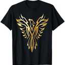 Gold Phoenix Mythical Legendary Bird Graphic Tee Shirt T-Shirt Small