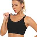 Womens Sports Bras Strap Yoga Tops for Fitness Soft Wear Hollow Cross Line Back Padded YOYB0003R, L