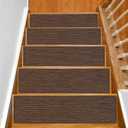SMILOOL Stair Treads Non Slip for Wooden Steps Indoor 10" x 36" 15 Pack Extra Wide Stair Tread Carpet Stairs Runner, Step Pads with Reusable Adhesive for Dogs Kids Elders, Machine Washable, Brown